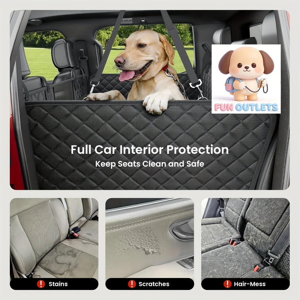 Dog Backseat Expander with Hard Bottom, Rear Seat Cover and Pet Hammock Extension for Compatible Cars, SUVs and Trucks, Single-Unit Travel Setup