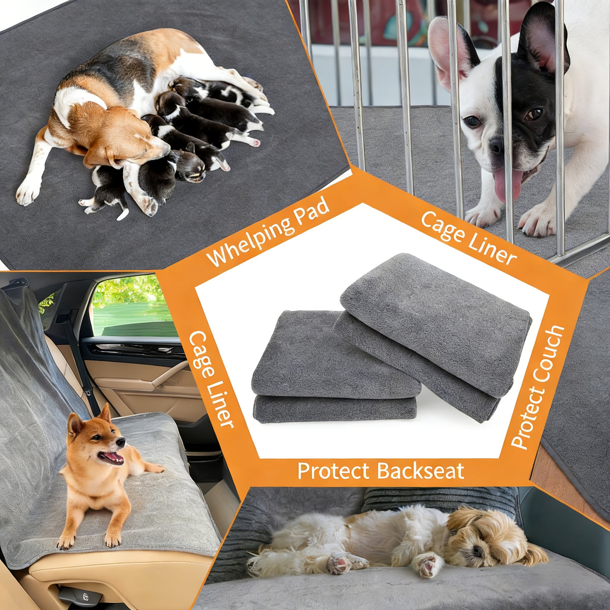 Extra Large Washable Dog Pee Pad, 1 Pack Reusable Non-Slip Puppy Training Mat for Playpens, Whelping, Floors, Crates and Sofa Protection