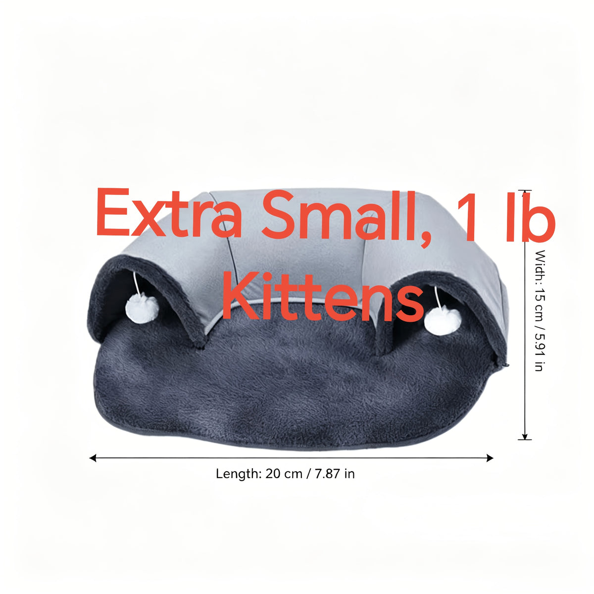 3-in-1 Cat Tunnel Bed and Playhouse, Soft Polyester Pet Hideaway with Plush Lining and Non-Slip Base for Indoor Cat Rest, Kitten Play and Rabbits
