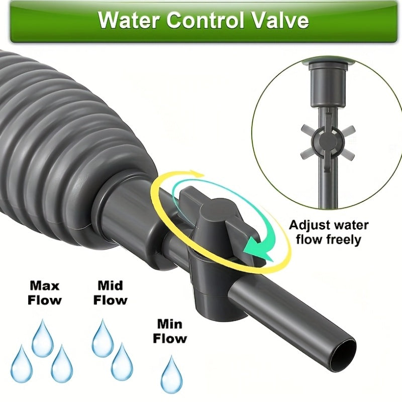 Manual Aquarium Gravel Cleaner, 66.93-Inch Gray Reinforced Siphon for Fish Tank Water Changes and Debris Removal, Freshwater and Saltwater Use