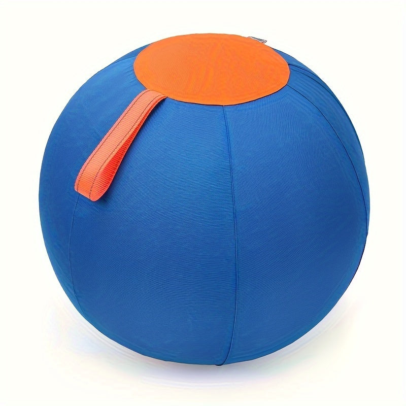 21.7 Inch Dog Herding Ball with Fabric Cover and Handle, Blue Orange Inflatable M Size Pet Training Toy for Supervised Backyard Push and Chase Games