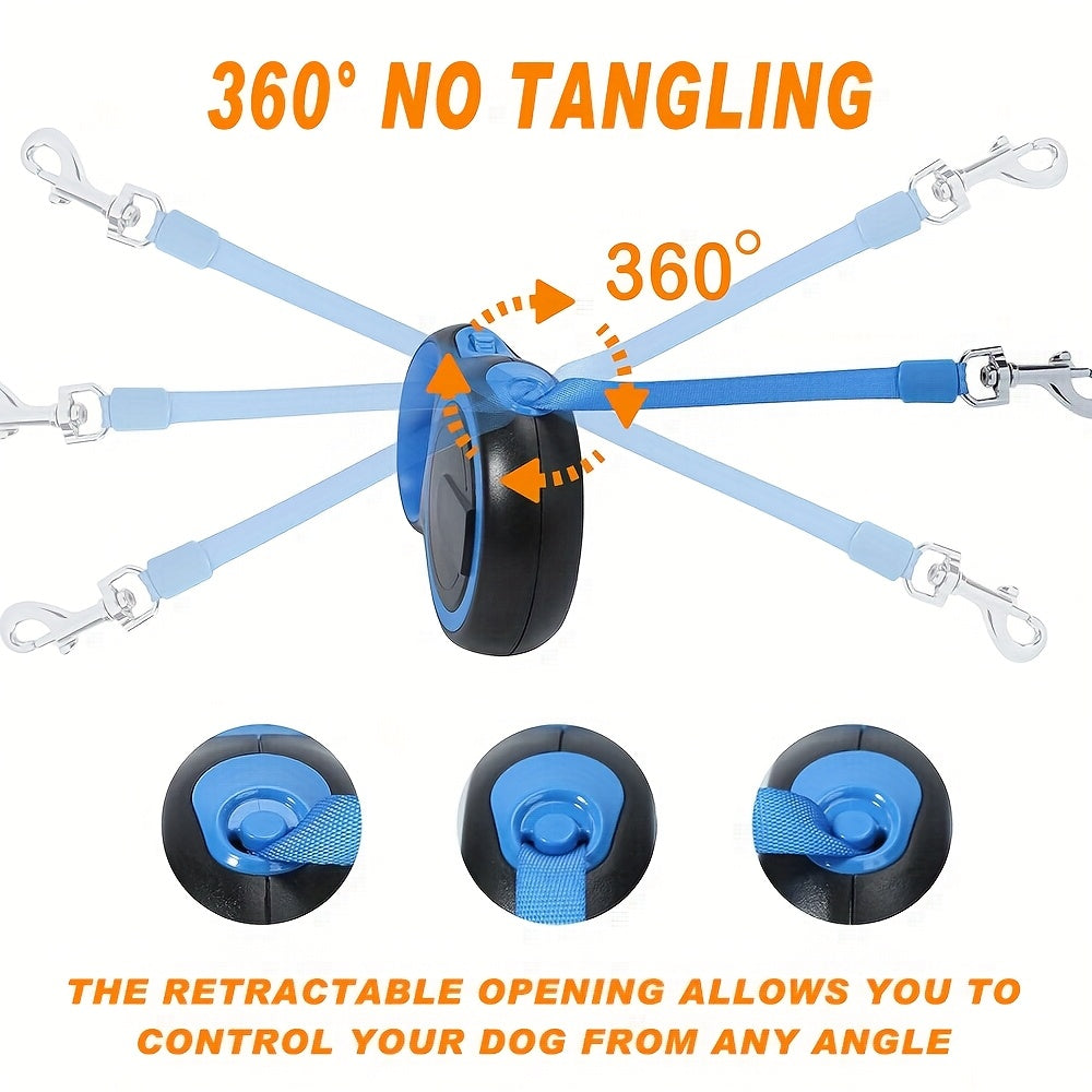 Retractable Dog Leash with 4 Bells, 118-Inch Cushioned Walking Lead for Small and Medium Dogs, Outdoor Training, Camping and Hiking