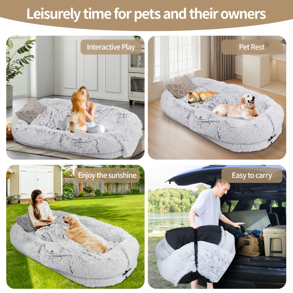 Human Dog Bed with Egg Crate Foam, Oversized Plush Lounger for Adults and Pets with Non-Slip Base and Machine Washable Cover for Indoor Relaxation