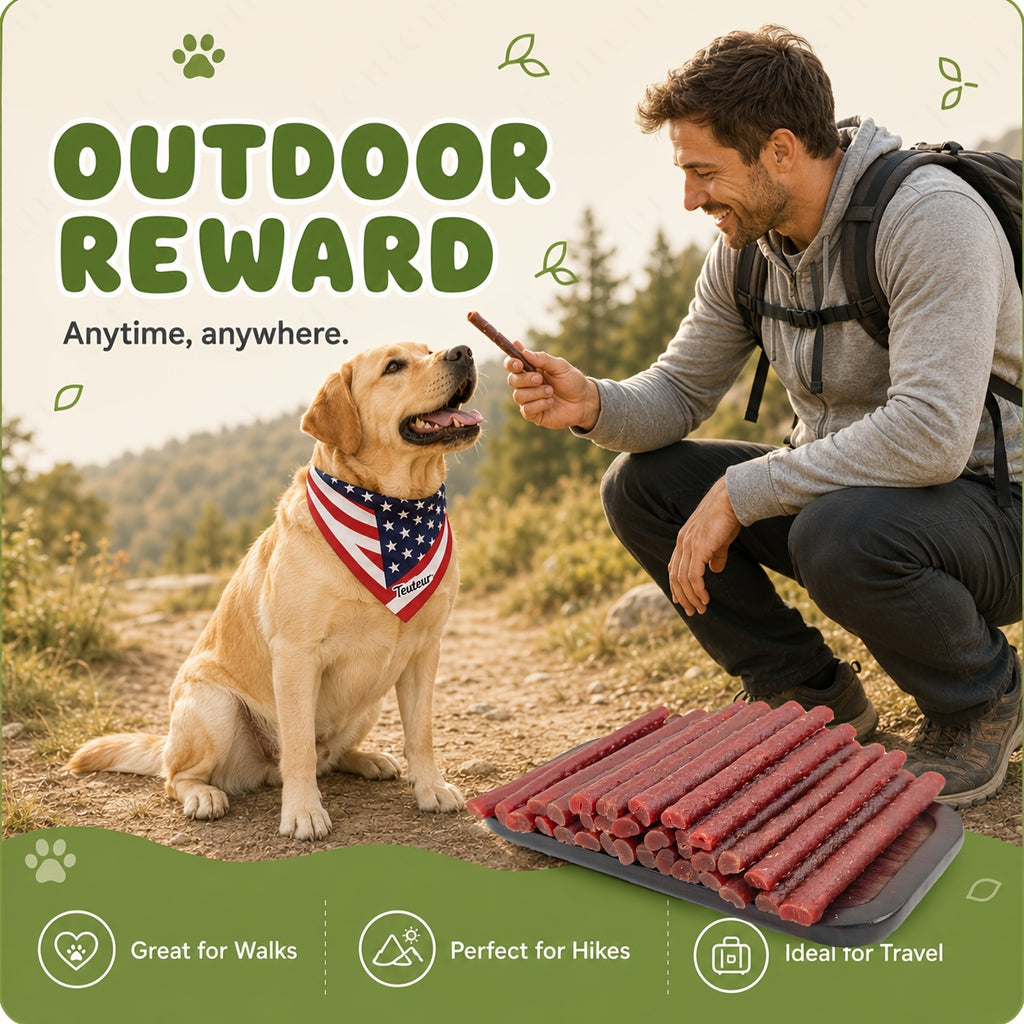 Beef Strip Dog Treats with 80g Beef or 80g Chicken + 80g Air-Dried Beef Options for Supervised Snack Time, Everyday Training Rewards and Travel Treat Breaks