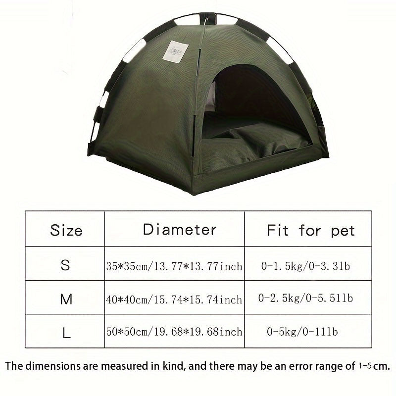 Portable Pet Sleeping Tent for Cats and Dogs, Fern Green 35 x 35 cm Cozy Nest with Solid Color Design for Home Bedtime and Supervised Travel