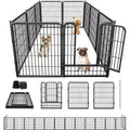 Dog Playpen 32 Inch with Door, Heavy Duty Metal Pet Fence in 8, 10 or 12 Panels for Small and Medium Dogs, Indoor Outdoor Yard and RV Camping