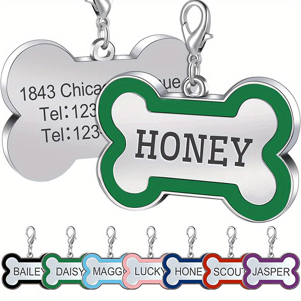 Personalized Metal Pet Tag for Dogs and Cats, Single Engraved Name ID Tag in Seven Colors for Everyday Identification and Pet Parent Gifts