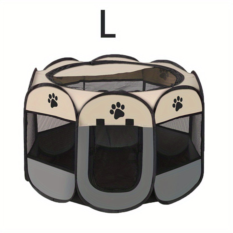 Foldable Pet Playpen with Zipper and Mesh Panels, Portable Cat and Puppy Enclosure in Three Sizes for Supervised Indoor and Outdoor Use