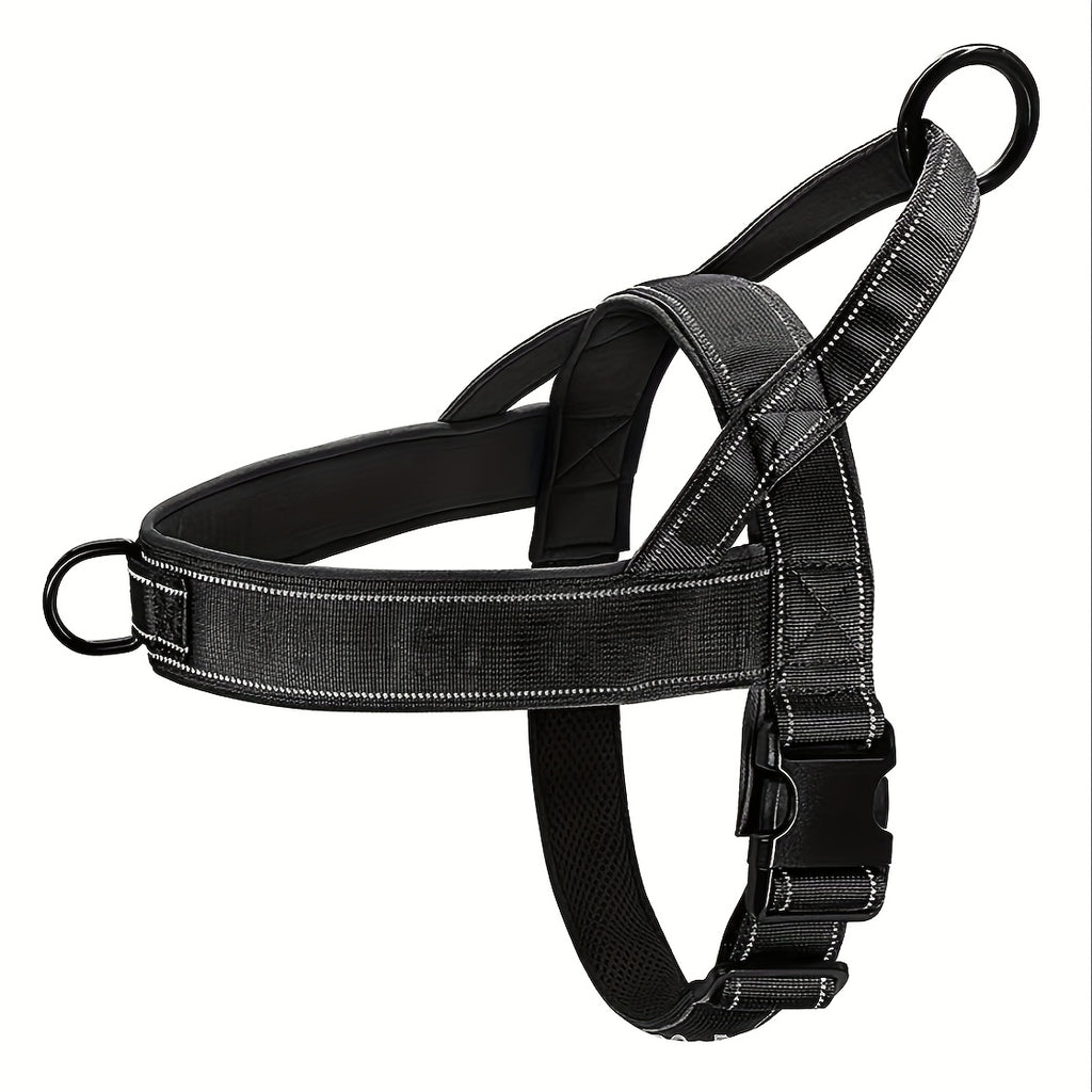 Front Clip Dog Harness with Top Handle, Adjustable Reflective Chest Strap Design for Daily Walks and Training, Black Khaki or Pink in S M XL