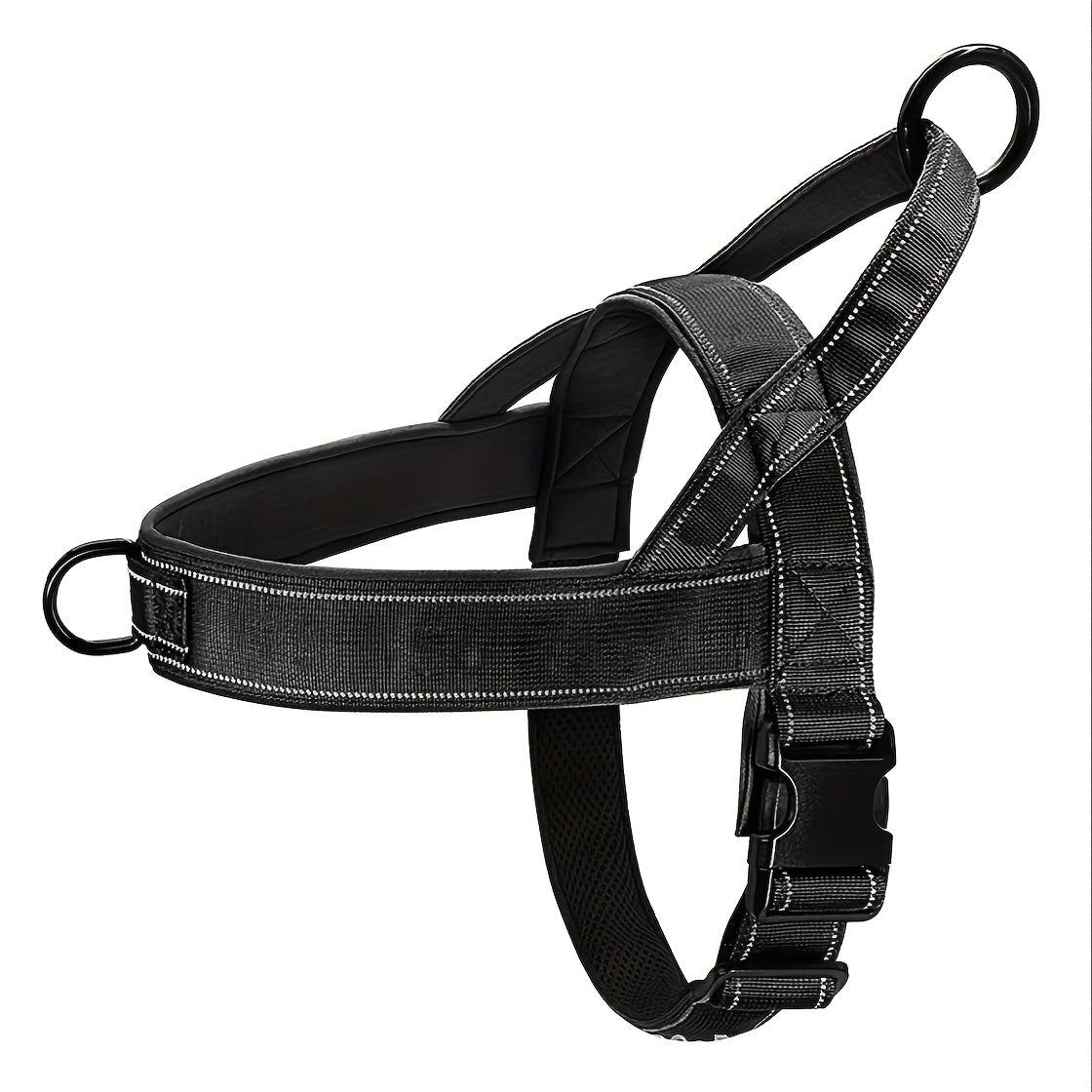 Front Clip Dog Harness with Top Handle, Adjustable Reflective Chest Strap Design for Daily Walks and Training, Black Khaki or Pink in S M XL