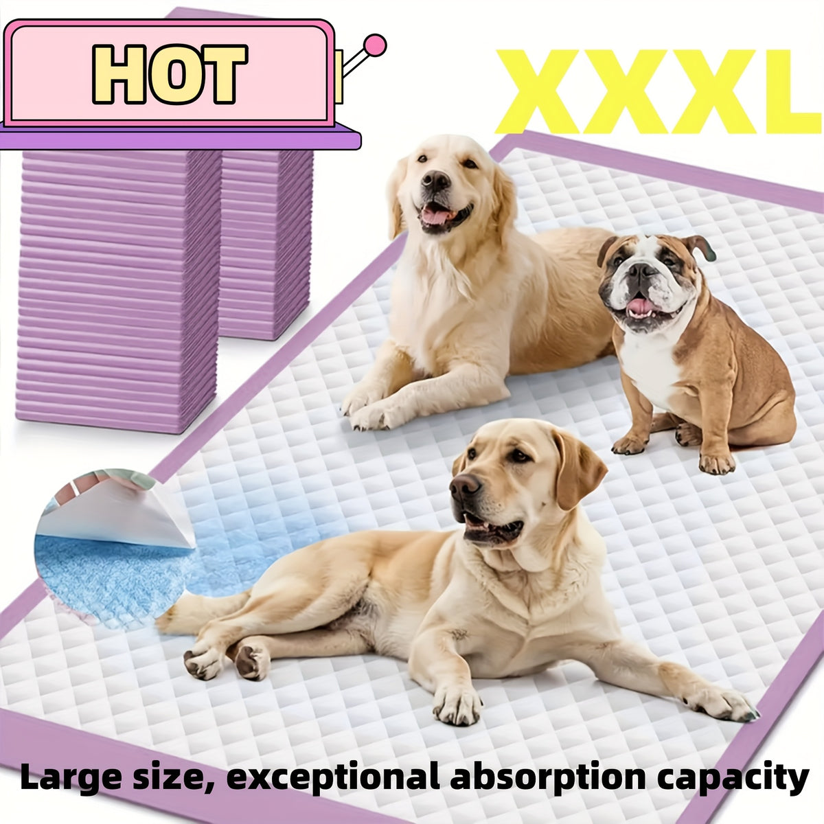 Dog Pee Pads 100 Count with Thickened 8-Layer Absorbent Design, Leak-Resistant Puppy Potty Training Mats for Indoor Pet Care, Random Colors