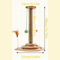 Interactive Cat Scratching Post with Double-Layer Ball Track and Feather Toys, M L XL Cat Scratcher and Replacement Pillar Options for Indoor Cats
