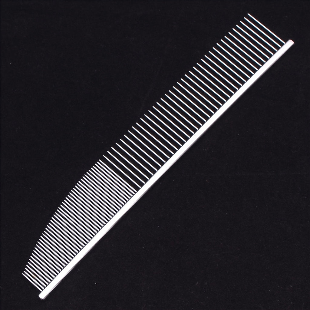 Coarse and Fine Pet Grooming Comb with Stainless Steel Teeth and Aluminum Handle, Manual Dog and Cat Coat Care Tool with Four Color Options