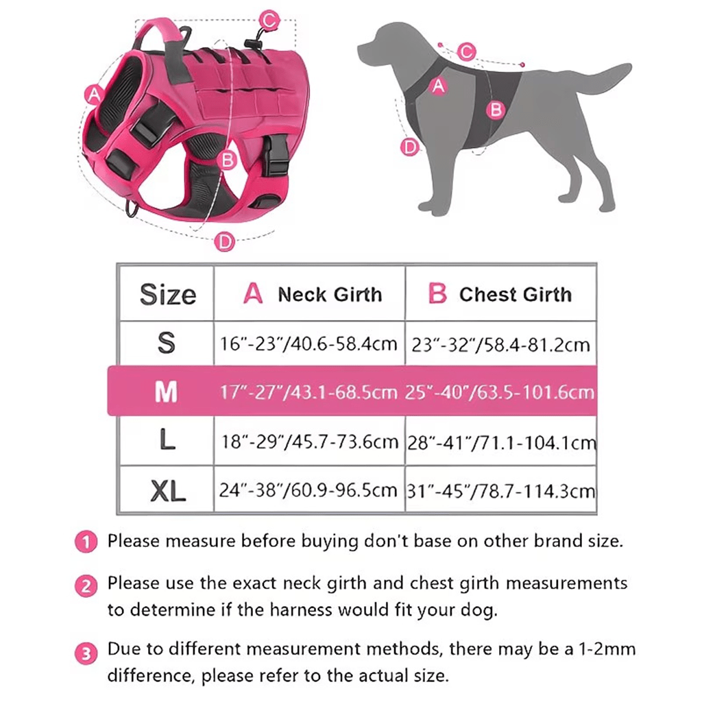 Tactical Dog Harness Vest with Adjustable Reflective Design, Machine Washable Outdoor Walking and Obedience Training Gear in S, M, L and XL