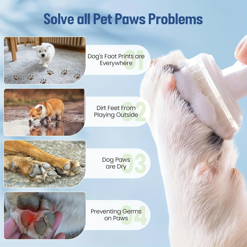 No-Rinse Paw Cleaner for Dogs and Cats, 5oz Paw Wash with Soft Brush, Lavender Chamomile, Lemongrass Sage or Fragrance-Free Options for Daily Grooming