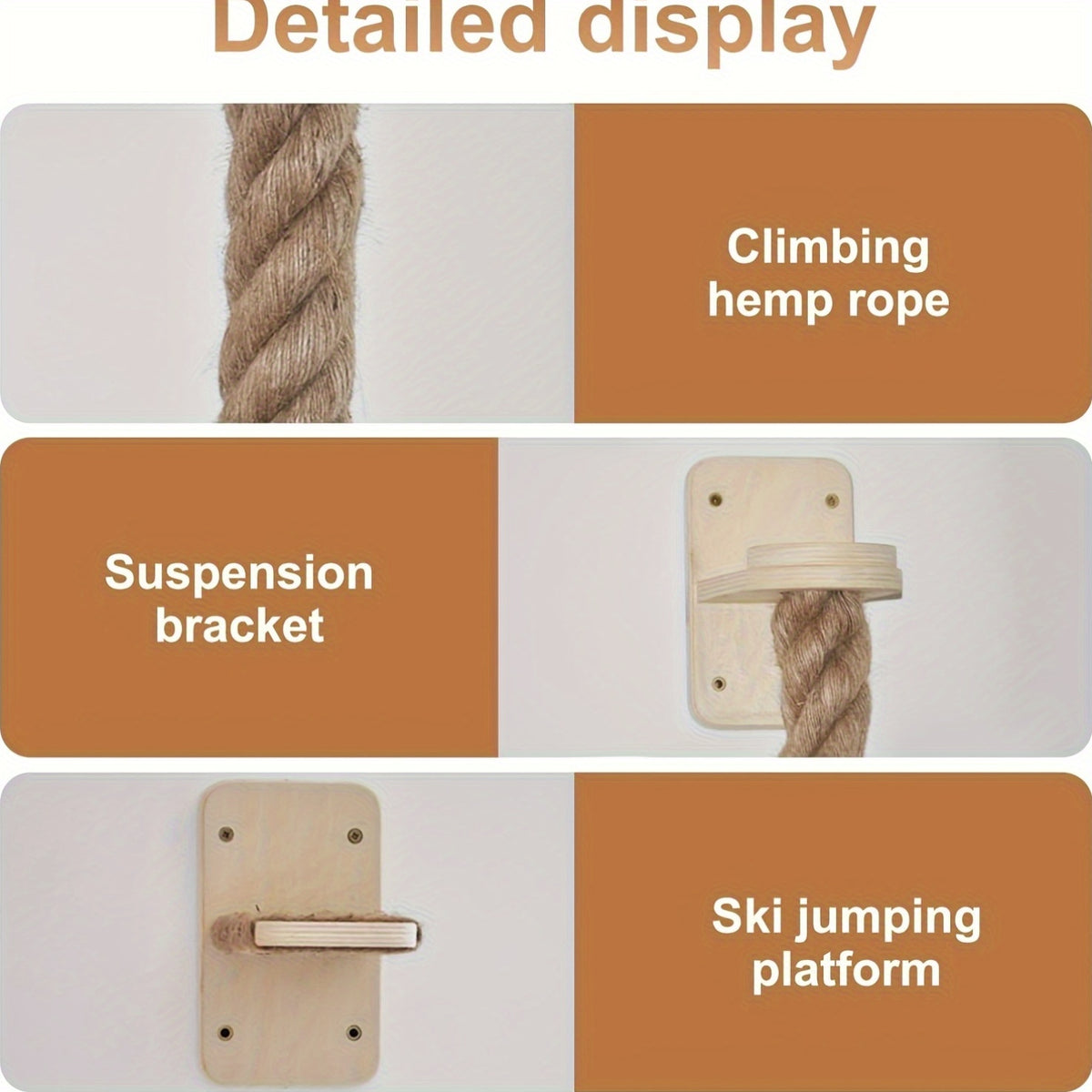 Cat Climbing Rope with Wall Platform, 60 Inch Hemp Rope Wall-Mounted Cat Climber for Indoor Scratching, Vertical Play and Space-Saving Pet Furniture