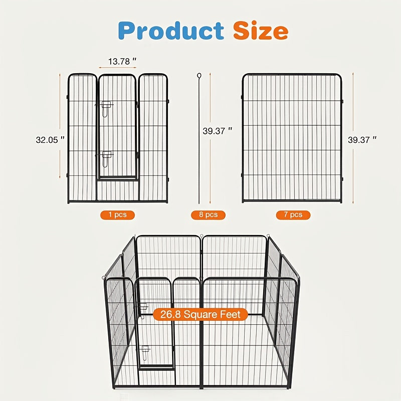 Puppy Exercise Playpen for Indoor Outdoor Use, 8-Piece 24, 32 or 40 Inch and 16-Piece 32 Inch Options for Supervised Dog Play and Home Routines