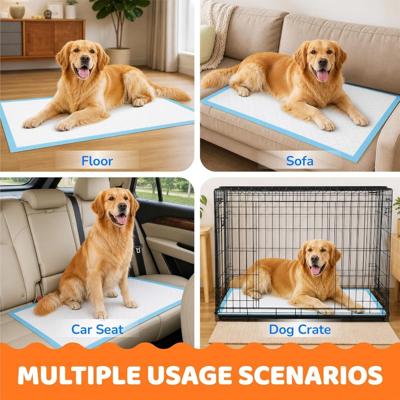 Disposable Dog Pee Pads 35 x 29 Inch, 126 Count XXXL Absorbent Puppy Training Pads with Leak-Proof Protection and Odor Control for Indoor Accidents