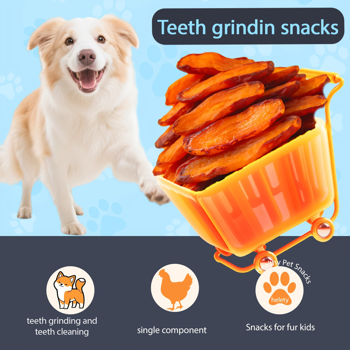 Dried Sweet Potato Slices for Dogs, Chewy Dog Treats in 78g or 0.4 lb Options plus 200g Sweet Potato Chips and Cheese Stick Combo for Supervised Rewards