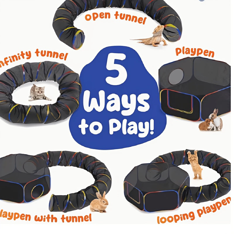 Rainbow Cat Enclosure for Indoor Cats, Portable Outdoor Catio Tent with Enclosed Run and Tunnel for Supervised Backyard Exploration