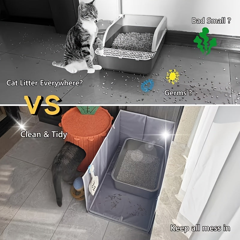 Cat Litter Box Privacy Screen with Surrounding Panels, Litter Tray Fence Enclosure for Indoor Cat Corners, Apartments and Multi-Cat Homes