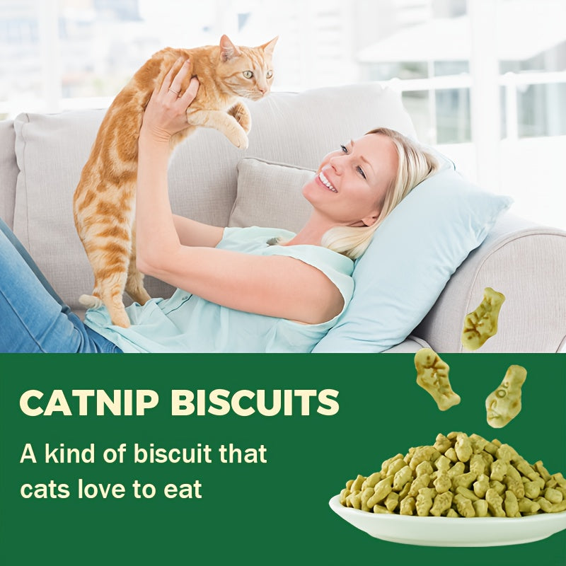 Fish-Shaped Cat Grass Treats, 150g / 5.29 oz Crunchy Pet Herb Snacks, Non-Freeze-Dried Cat Treats for Supervised Reward and Snack Time