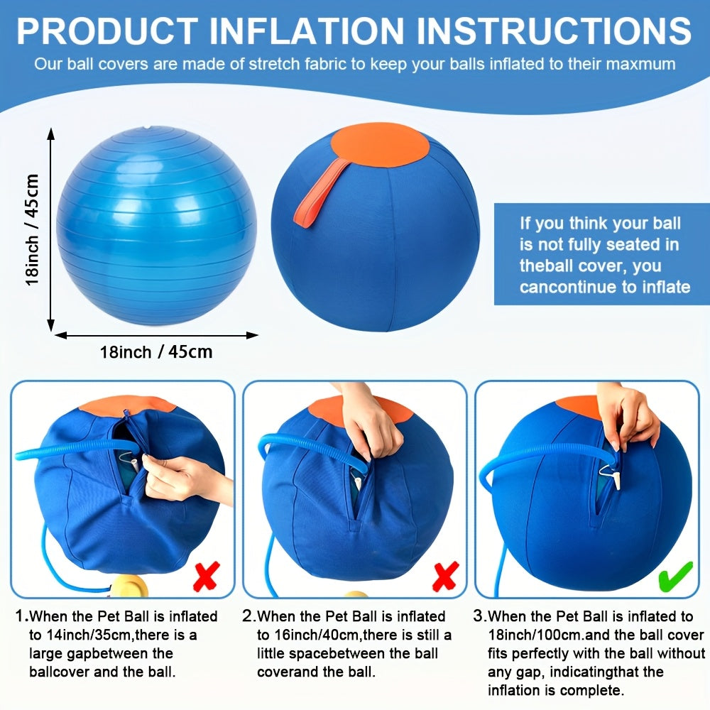 Inflatable Dog Herding Ball for Backyard Chase and Push Games, Battery-Free Interactive Pet Training Toy in Blue and Orange Options