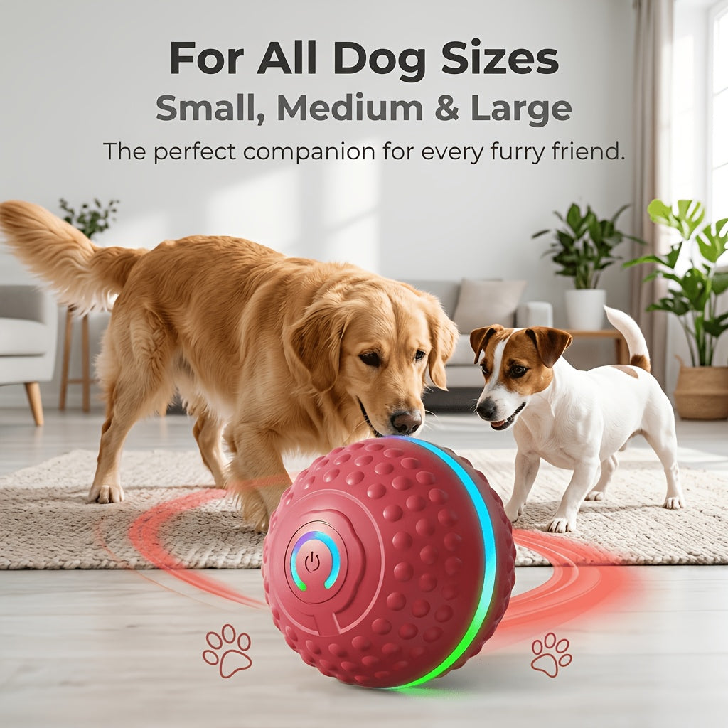 Electric Rolling Dog Toy Ball in Red, Automatic Moving Pet Ball for Interactive Chase Games, Supervised Playtime and Everyday Enrichment