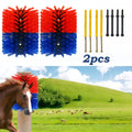Livestock Scratch Brush 2-Pack or Single, Wall-Mount Grooming and Massage Scratcher with Screws for Horses, Cows, Goats, Sheep and Pigs, Itch Relief for Farm and Ranch