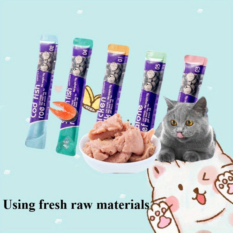 Cat Treat Bars Five-Flavor Variety Pack, 16g Each in 100 or 200 Count Options, Chicken Egg Yolk, Salmon, Cod, Abalone Beef and Tuna Flavor Snacks