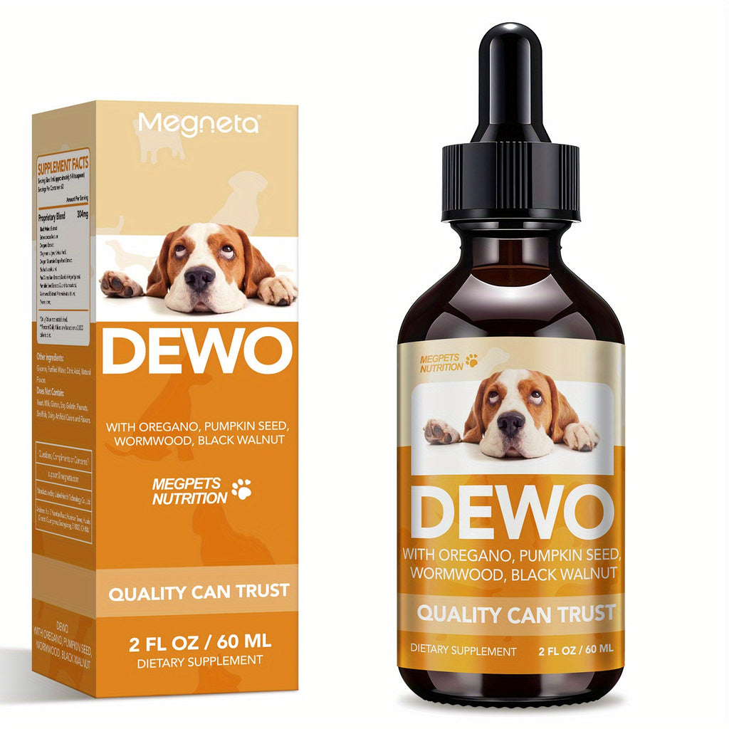 Herbal Pet Supplement Drops for Dogs and Cats, 2 fl oz Liquid Formula with Wormwood, Black Walnut and Pumpkin Seed, One to Three Bottle Options