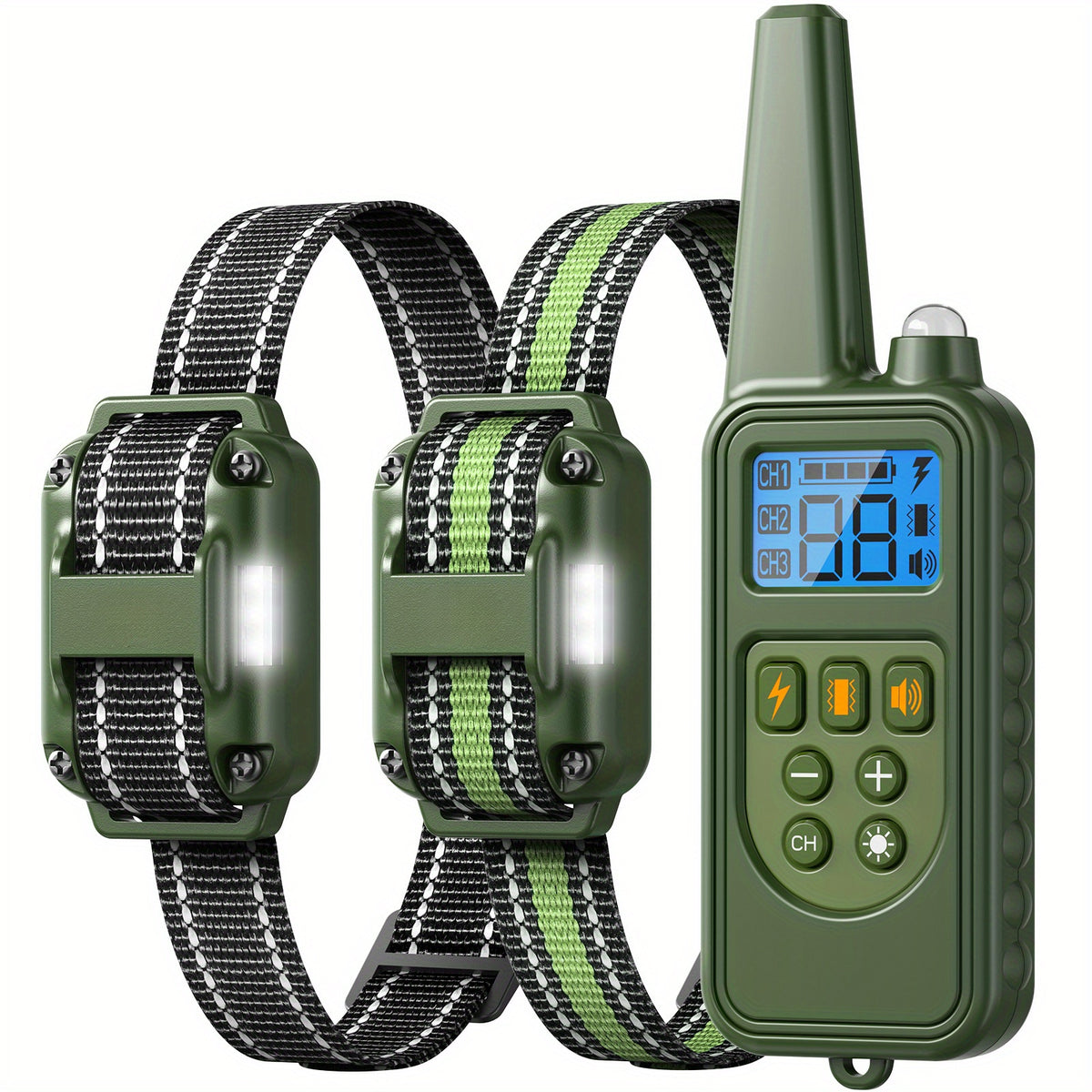Dog Training Collar with LED Function, Beep, Vibration and Static Stimulation Modes for Supervised Sessions, Available in 1, 2 or 3 Dog Options