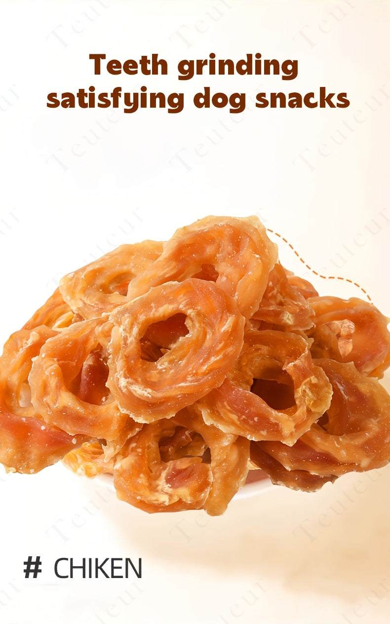 Chicken Jerky Rings for Dogs, 120g Rawhide-Free Grain-Free Chicken Breast Dog Treats for Supervised Training Rewards and Everyday Chewy Snacks