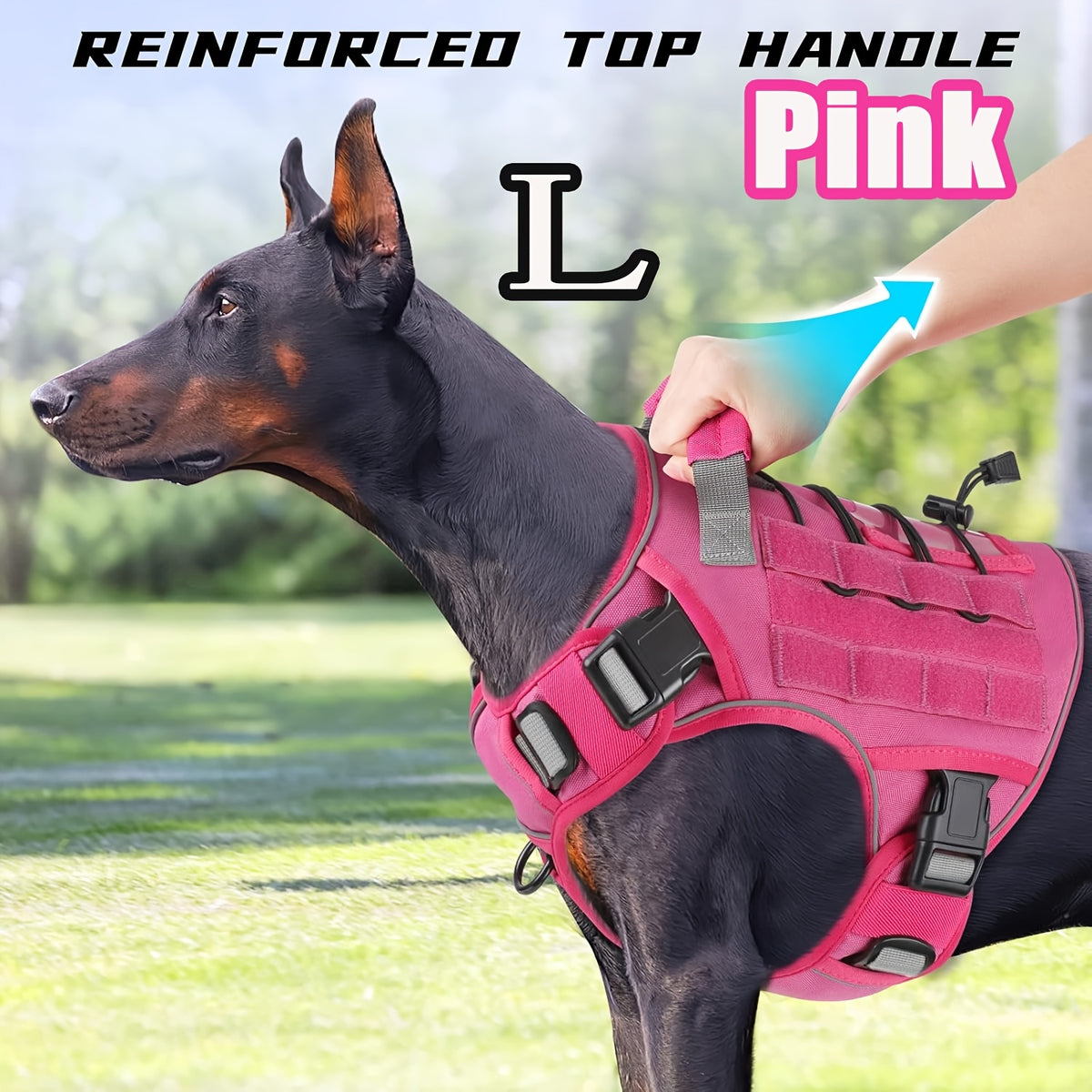 Tactical Dog Harness with Reinforced Top Handle, Adjustable Reflective Pet Vest for Daily Walks and Outdoor Training, S to XL Sizes