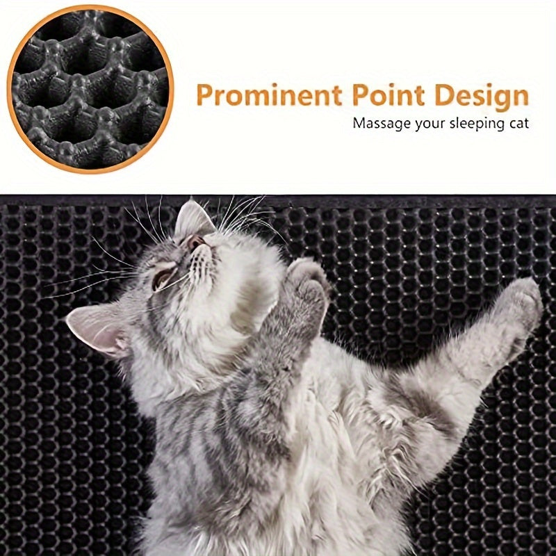 Waterproof Cat Litter Mat with Double-Layer Honeycomb Design, Washable Litter Trapper in Two Sizes and Three Colors for Indoor Cat Cleanup