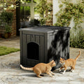 Litter Box Enclosure Cabinet with Front Door, Hidden Cat Litter Furniture and End Table Design for Indoor Homes, Black or Light Brown