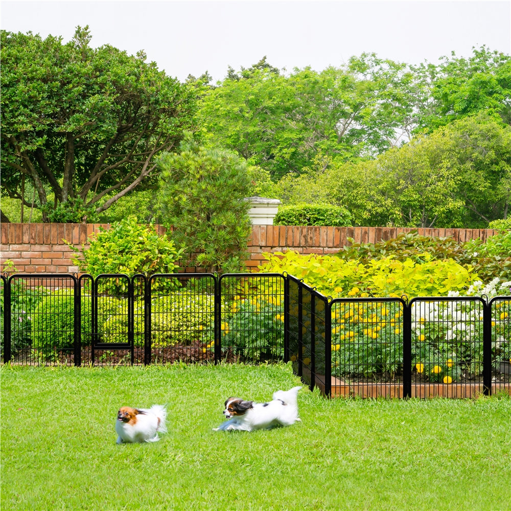 Steel Dog Playpen with Door and Tool-Free Setup, Metal Pet Exercise Fence in 24, 32 or 40 Inch Size Options for Indoor Use, Outdoor Yards and RV Camping