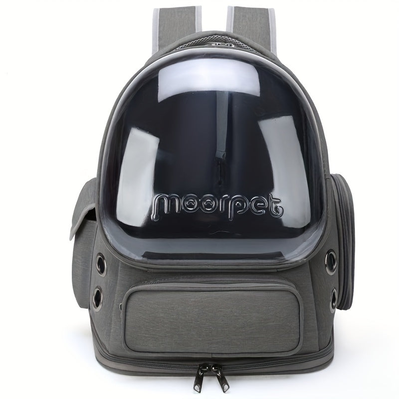 Oxford Cat Backpack Carrier with Pet Collar, Breathable Travel Bag for Small to Medium Cats and Dogs, Safety Zippers and Durable Straps, Green Gray or Khaki
