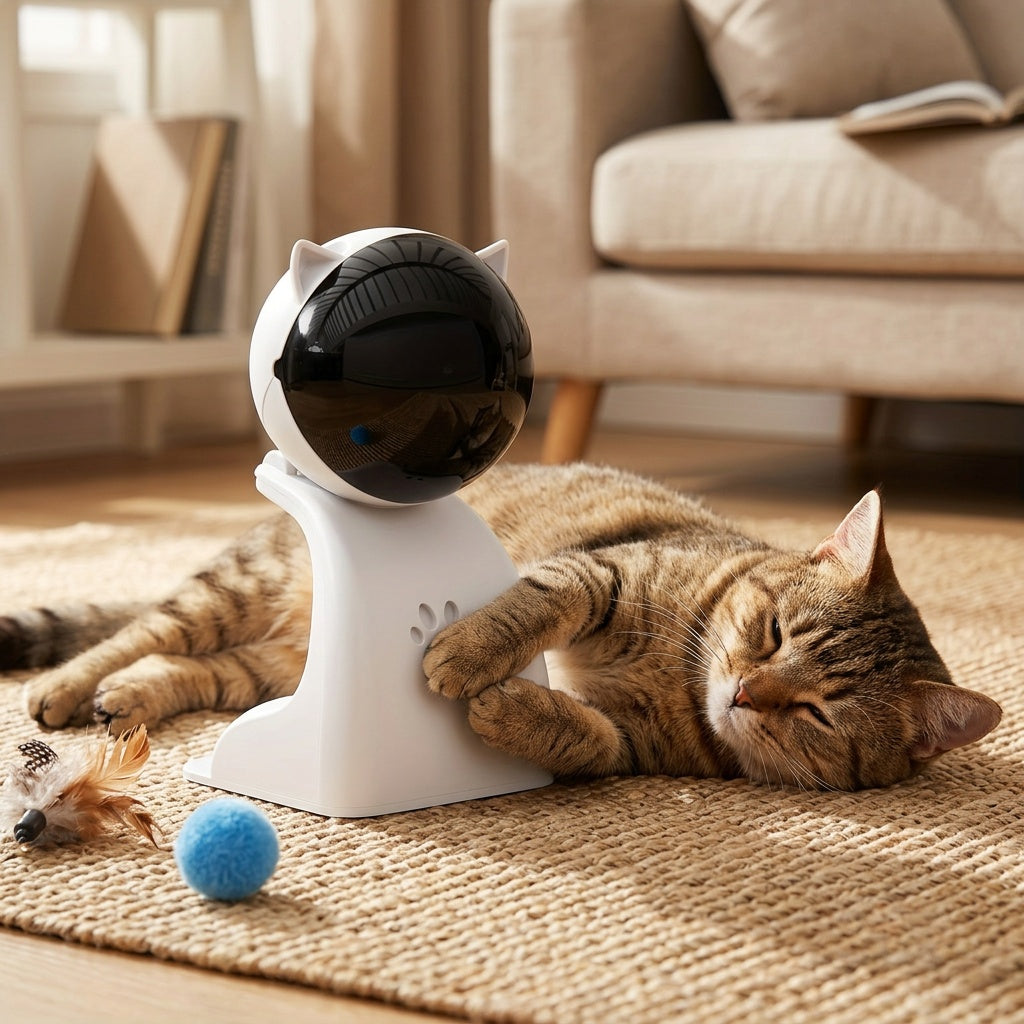 Automatic Laser Cat Toy with Hanging or Tabletop Placement, USB Rechargeable 3-Speed Interactive Pointer with Adjustable Head for Supervised Indoor Play