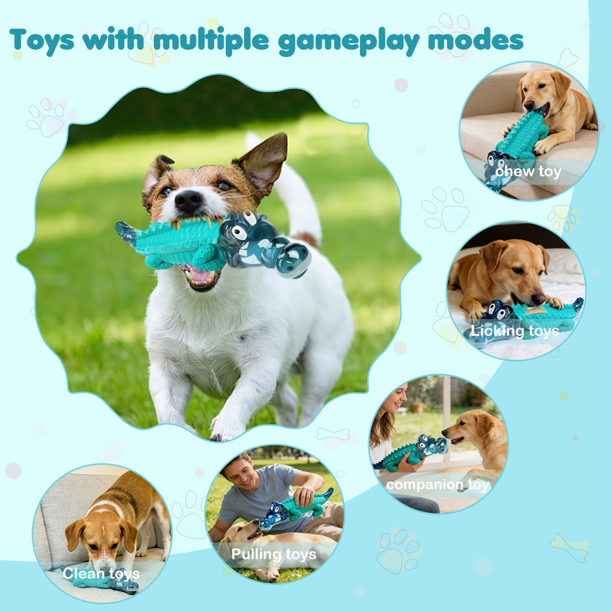 Crocodile Dog Chew Toy for Medium and Large Dogs, Milk-Flavored Textured Chewing Toy for 20–100 lb Pets, Blue and Two-Piece Set Options