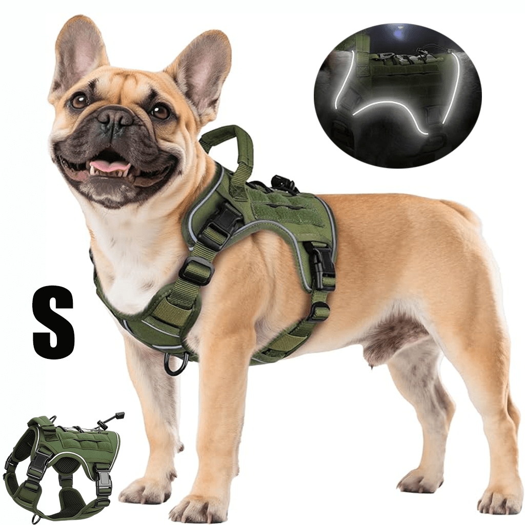 Tactical Dog Harness Vest with Adjustable Reflective Design, Machine Washable Outdoor Walking and Obedience Training Gear in S, M, L and XL
