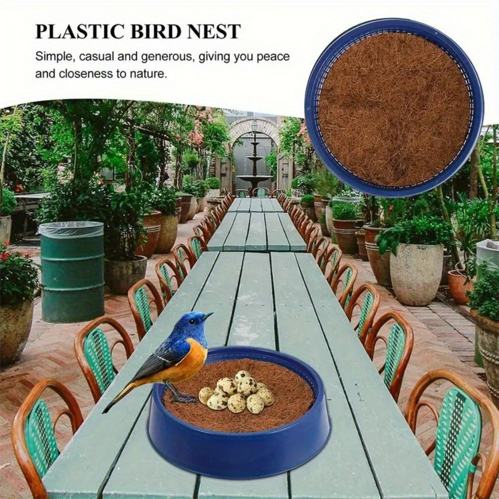 Pigeon Nesting Bowls with Coconut Fiber Mats, 6-Piece Plastic Bird Nest Set for Breeding Season, Racing Pigeon and Dove Loft Care
