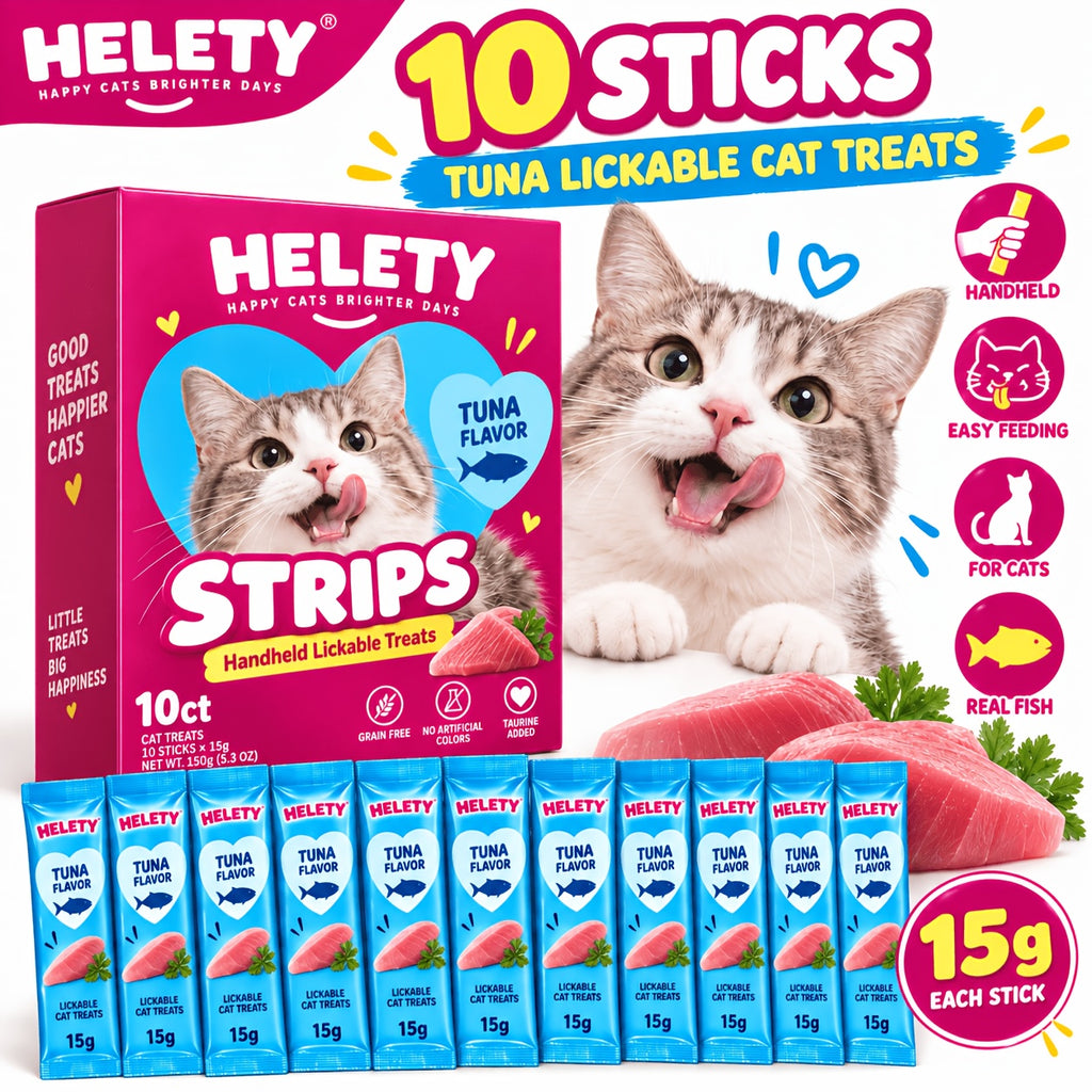 Creamy Lickable Cat Treats 15g, Squeeze Cat Snacks and Food Topper in Tuna, Salmon or Chicken, 10 Count Packs or 30 Count Chicken Option