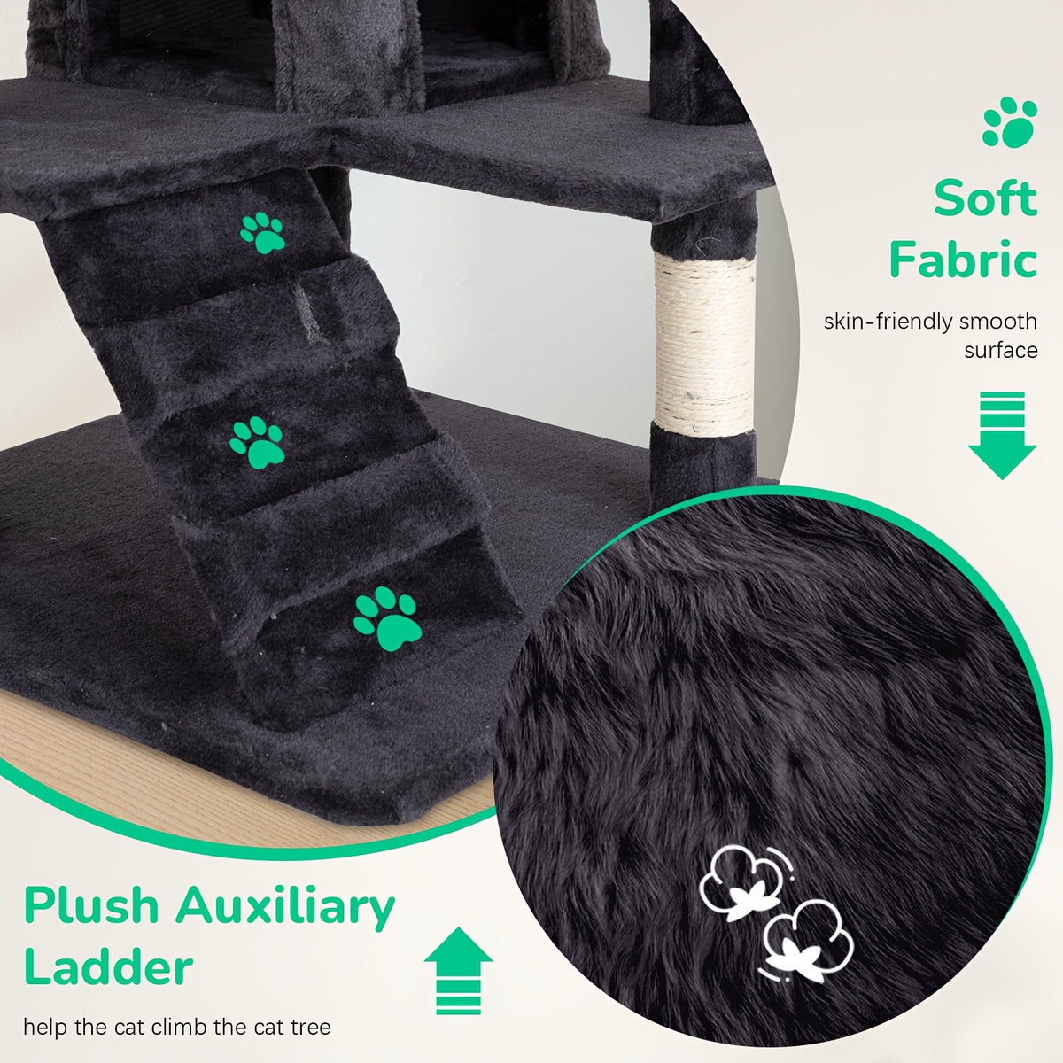 Cat Tree Activity Center for Indoor Cats, Multi-Level Climbing Tower with Scratching Posts, Perches and Condo Hideaways, 36-80 Inch Height Options