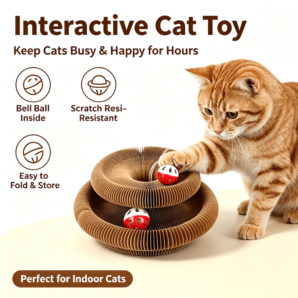 Cat Scratcher Ball Toy 2-Pack, Magic Organ Scratching Board for Indoor Cats, Battery-Free Interactive Play and Everyday Enrichment