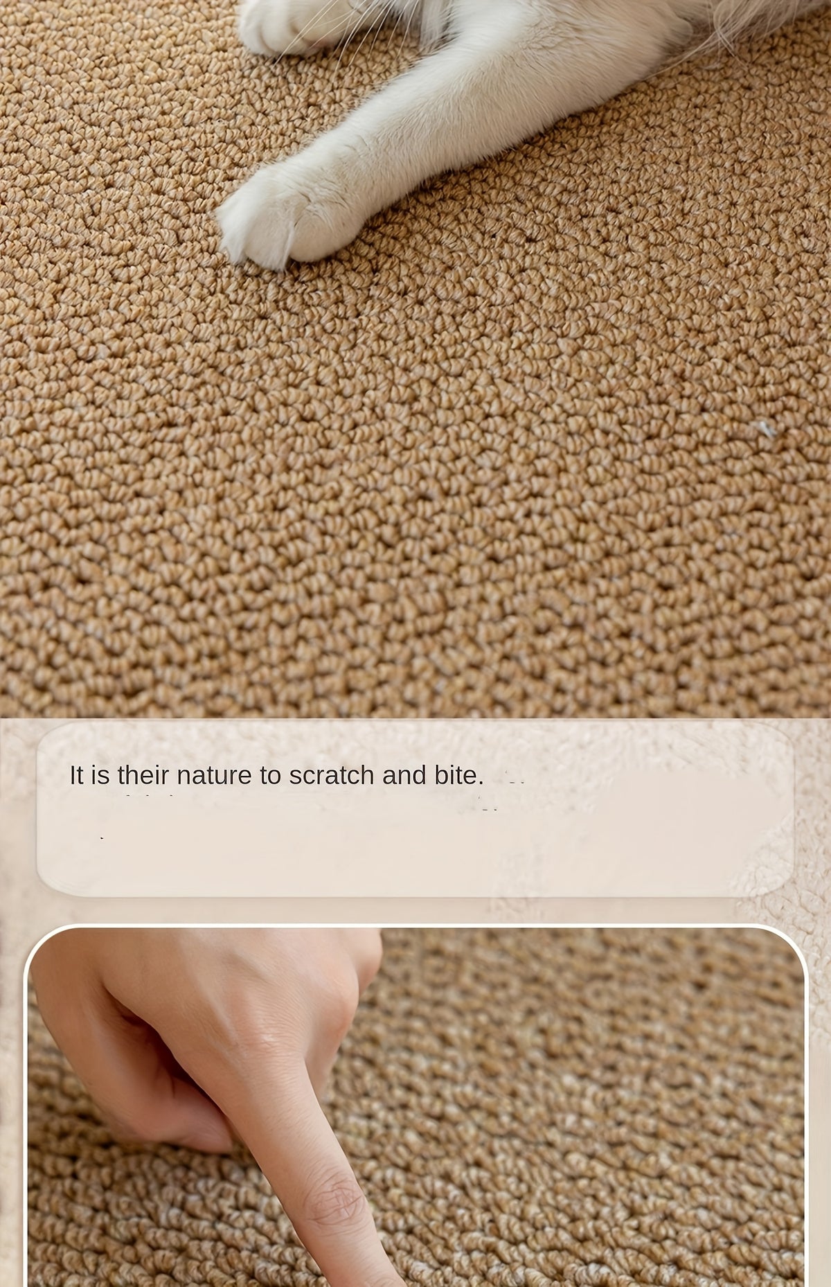 Cat Scratching Floor Mat, 23.62 x 35.43 Inch Multipurpose Pet Mat for Cat Resting Areas, Dog Crates and Feeding Spaces, Brown or Light Gray
