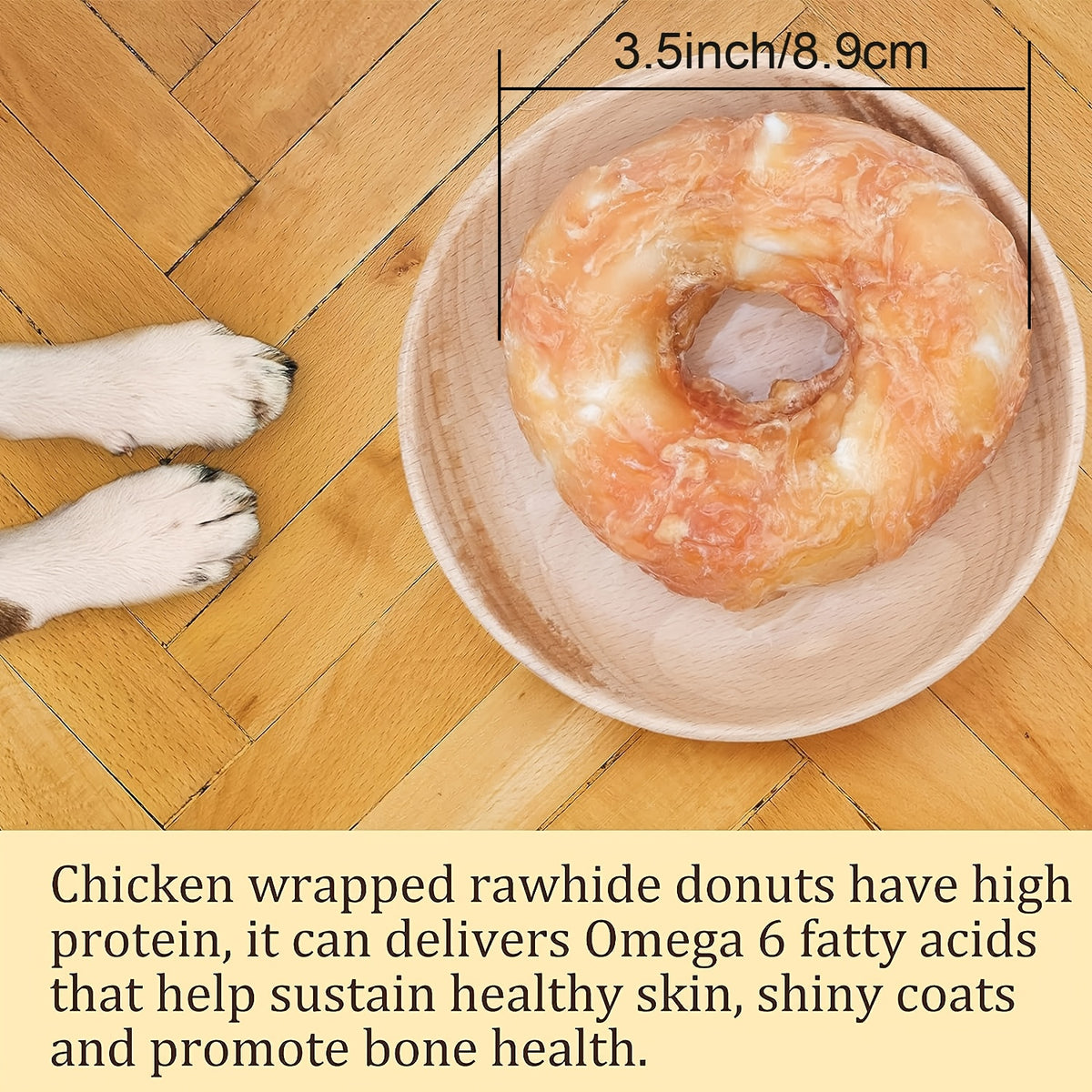 Chicken Wrapped Cowhide Dog Chews, 3.5-Inch Donut Dog Treats for Supervised Chewing and Everyday Rewards, 1, 3 or 4 Piece Pack Options
