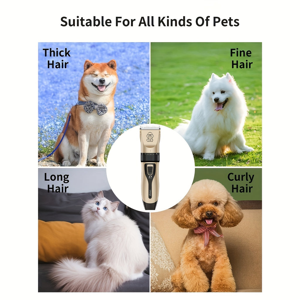 USB Rechargeable Dog Clippers with Ceramic Blades, Electric Pet Hair Trimmer for Cats and Dogs, Color Choices and Grooming Set Options