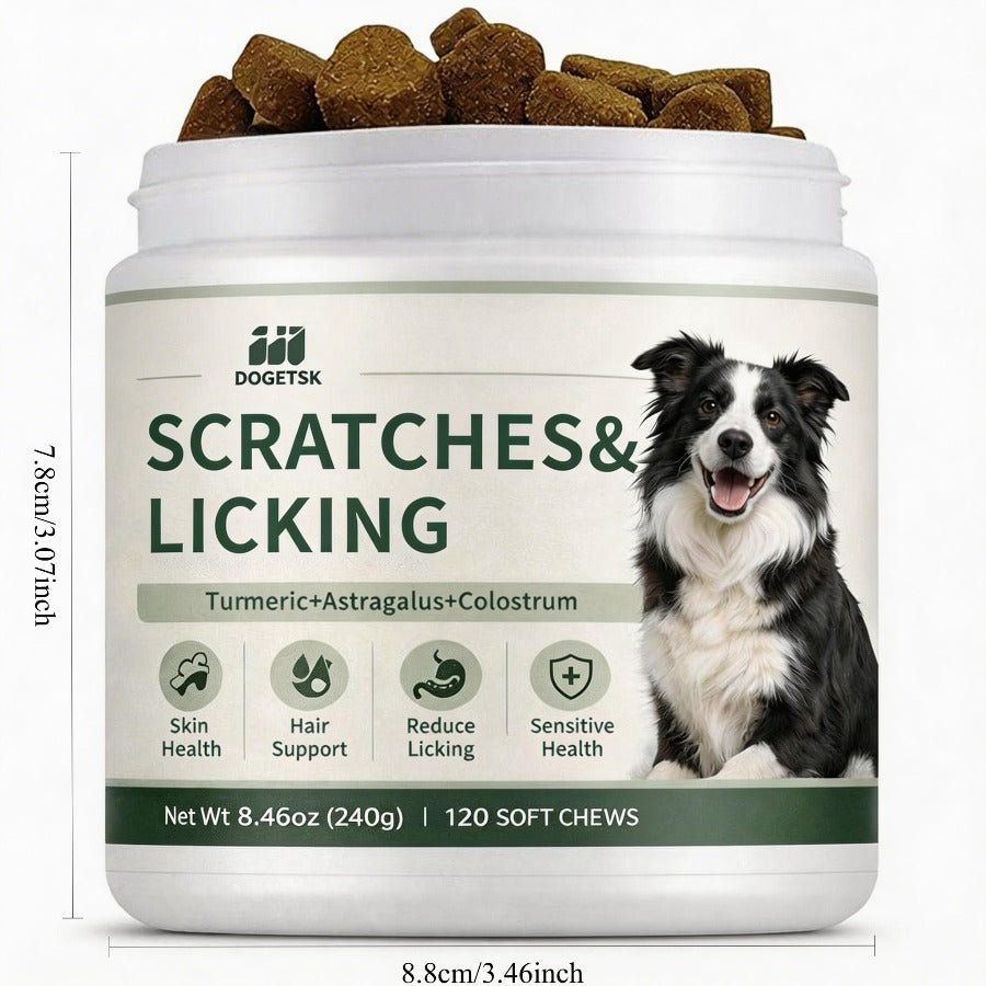 Omega 3 Chewable Tablets for Dogs, Chicken Flavor Canine Supplement with Listed Probiotics and Omega Fatty Acids for Skin and Coat Care Routines