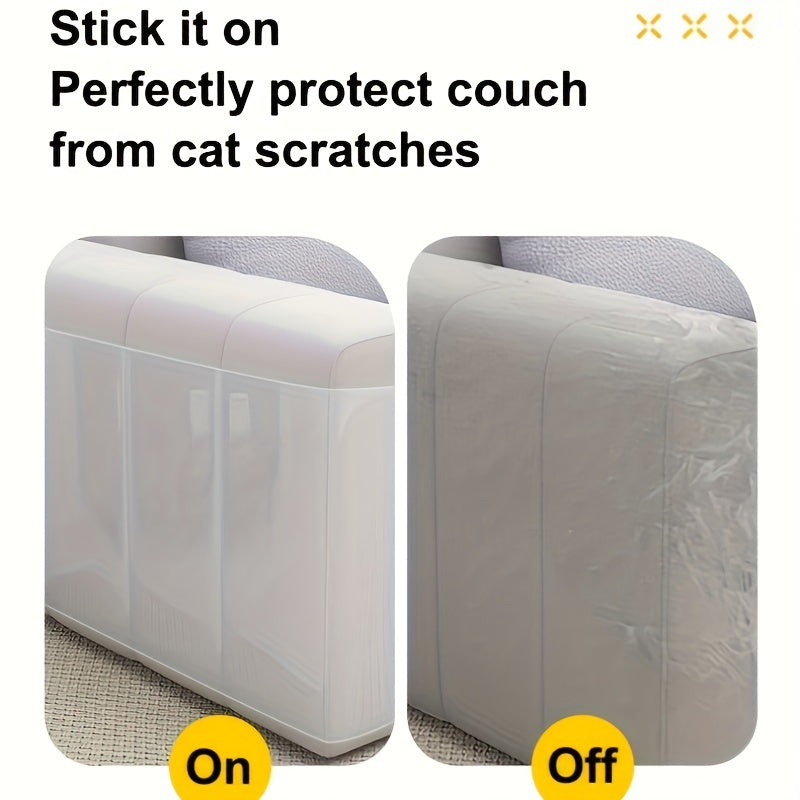 Clear Cat Scratch Protector 4-Pack, Waterproof PVC Furniture Protection Film for Indoor Sofas and Recliners, Transparent Double-Sided Scratch Shields